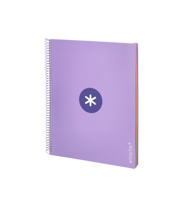 Cuaderno espiral liderpapel a4 micro antartik tapa forrada120h 100 gr cuadro 5mm 5 banda4 taladros color lavanda