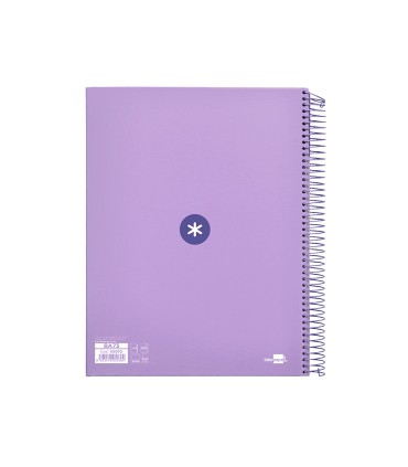 Cuaderno espiral liderpapel a4 micro antartik tapa forrada120h 100 gr cuadro 5mm 5 banda4 taladros color lavanda