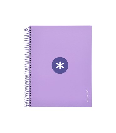 Cuaderno espiral liderpapel a4 micro antartik tapa forrada120h 100 gr cuadro 5mm 5 banda4 taladros color lavanda