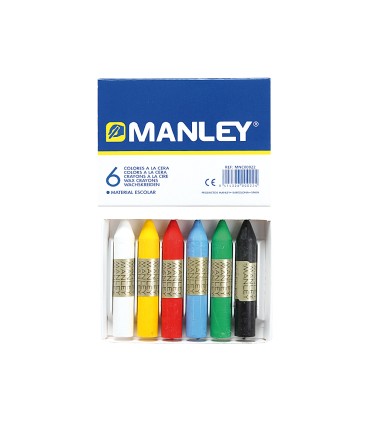 Lapices cera manley caja de 6 colores surtidos