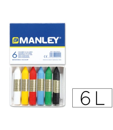 Lapices cera manley caja de 6 colores surtidos