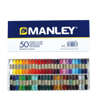 Lapices cera manley caja de 50 colores surtidos