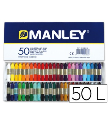 Lapices cera manley caja de 50 colores surtidos