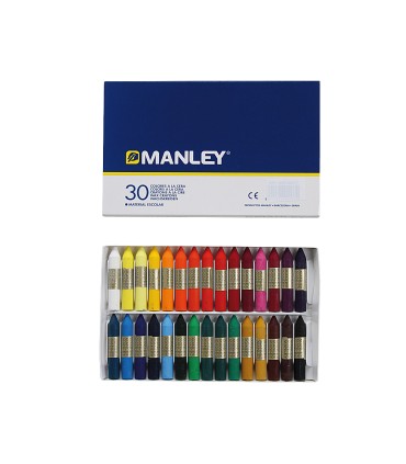 Lapices cera manley caja de 30 colores surtidos