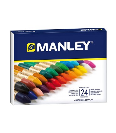 Lapices cera manley caja de 24 colores surtidos