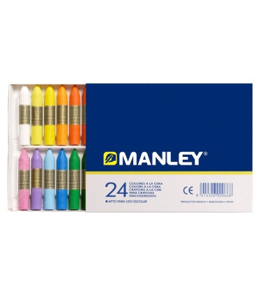 Lapices cera manley caja de 24 colores surtidos