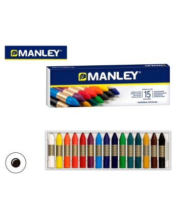 Lapices cera manley caja de 15 colores surtidos