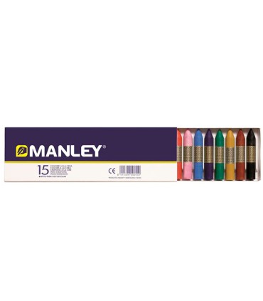 Lapices cera manley caja de 15 colores surtidos