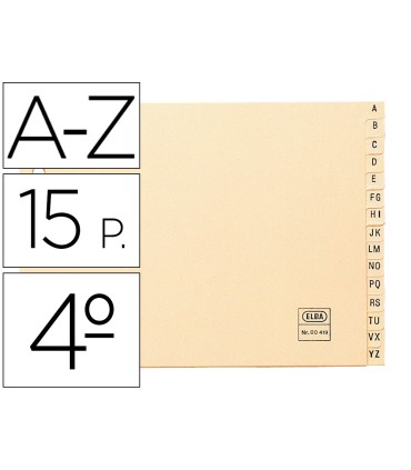Indice alfabetico elba clasificador cartulina para archivador cuarto apaisado