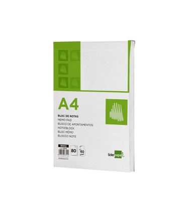 Bloc notas liderpapel liso a4 80 hojas 60g m2