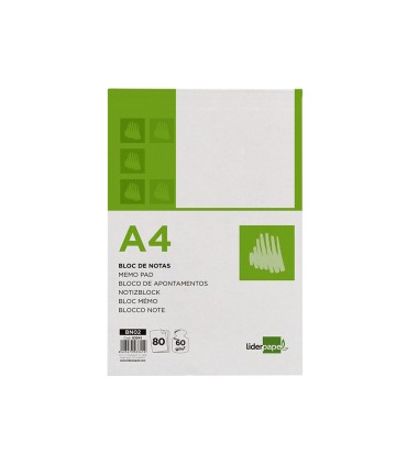 Bloc notas liderpapel liso a4 80 hojas 60g m2