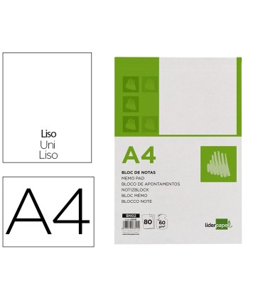 Bloc notas liderpapel liso a4 80 hojas 60g m2