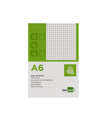 Bloc notas liderpapel cuadro 4mm a6 80 hojas 60g m2 perforado