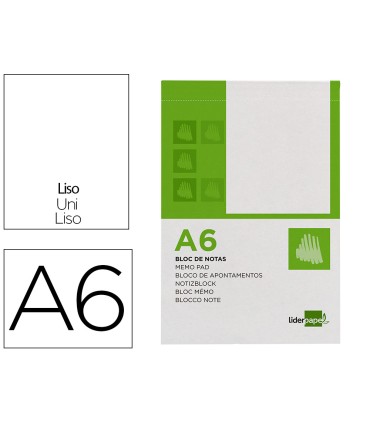 Bloc notas liderpapel liso a6 80 hojas 60g m2 perforado