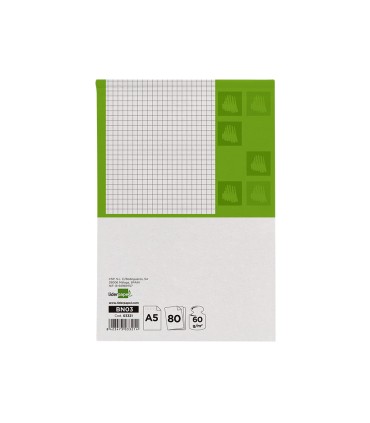 Bloc notas liderpapel cuadro 4mm a5 80 hojas 60g m2 perforado