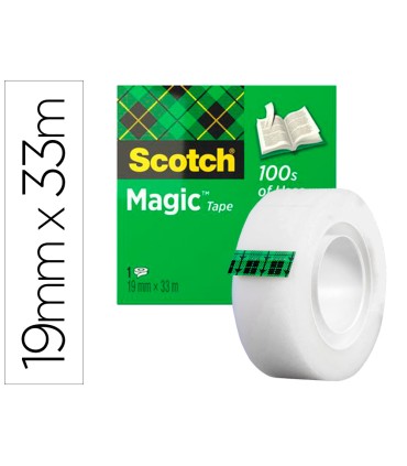 Cinta adhesiva scotch magic invisible 33 mt x 19 mm