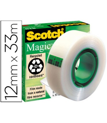 Cinta adhesiva scotch magic invisible 33 mt x 12 mm