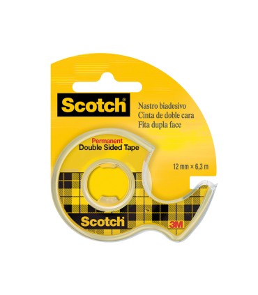 Cinta adhesiva scotch 136 d dos caras 63 mt x 12 mm en portarrollo