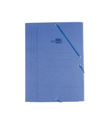 Carpeta liderpapel gomas folio 3 solapas carton compacto azul