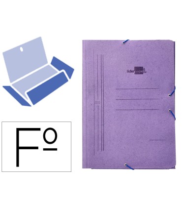 Carpeta liderpapel gomas folio 3 solapas carton compacto azul