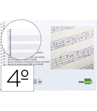 Bloc musica liderpapel para guitarra hexagrama 3 mm cuarto 20 hojas 100g m2