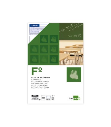 Bloc examenes liderpapel horizontal folio 40 hojas 60g m2