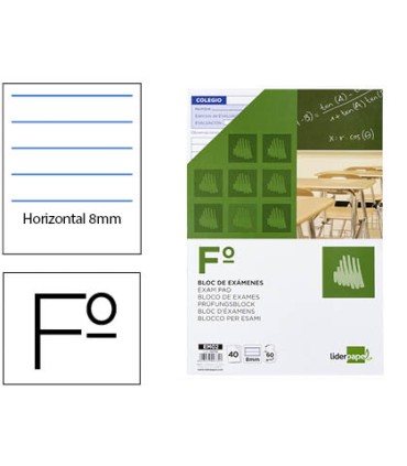 Bloc examenes liderpapel horizontal folio 40 hojas 60g m2