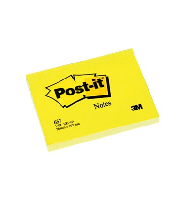 Bloc de notas adhesivas quita y pon post it 76x102 mm con 100 hojas 657