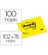 Bloc de notas adhesivas quita y pon post it 76x102 mm con 100 hojas 657