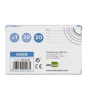 Anilla bisagra liderpapel niquelada n1 diametro 20 mm caja de 20 unidades