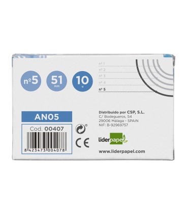 Anilla bisagra liderpapel niquelada n5 diametro 51 mm caja de 10 unidades