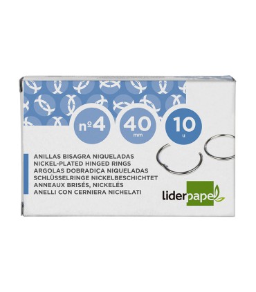 Anilla bisagra liderpapel niquelada n4 diametro 40 mm caja de 10 unidades