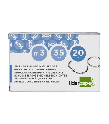 Anilla bisagra liderpapel niquelada n3 diametro 35 mm caja de 20 unidades