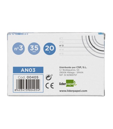 Anilla bisagra liderpapel niquelada n3 diametro 35 mm caja de 20 unidades