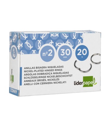 Anilla bisagra liderpapel niquelada n2 diametro 30 mm caja de 20 unidades