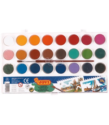 Acuarela jovi 24 colores con pincel estuche de plastico