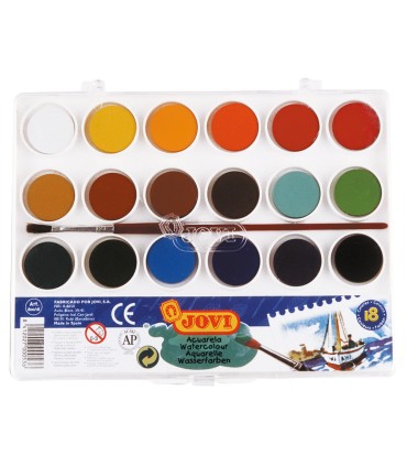 Acuarela jovi 18 colores con pincel estuche de plastico