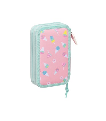 Plumier escolar safta doble cremallera 28 piezas peppa pig ice cream 40x125x195 mm