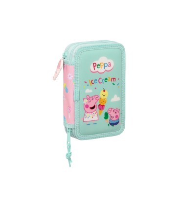 Plumier escolar safta doble cremallera 28 piezas peppa pig ice cream 40x125x195 mm