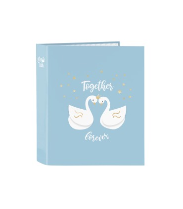 Carpeta safta carton folio 4 anillas lomo ancho glowlab cisnes 60x270x300 mm