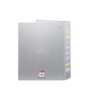 Carpeta safta carton folio 4 anillas lomo ancho benetton silver 60x270x300 mm