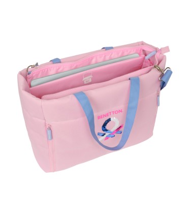 Bolso con bolsillo safta para portatil 14 benetton pink 170x400x310 mm