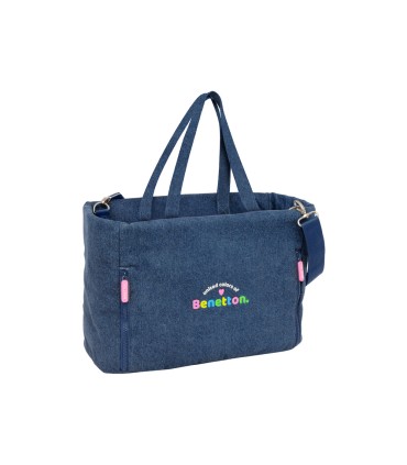 Bolso con bolsillo safta para portatil 14 benetton denim 170x400x310 mm