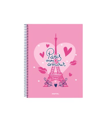 Cuaderno espiral safta microperforado din a4 tapa forrada 120 hojas cuadro 5 mm 60 gr paris