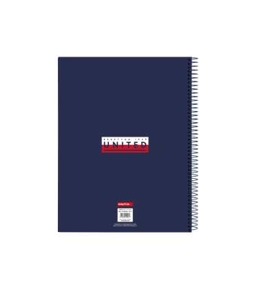 Cuaderno espiral safta microperforado din a4 tapa forrada 120 hojas cuadro 5 mm 60 gr benetton varsity