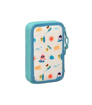 Plumier escolar safta doble pequeno 28 piezas baby shark surfing 40x125x195 mm