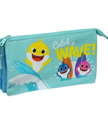 Bolso escolar portatodo safta triple baby shark surfing 30x220x120 mm