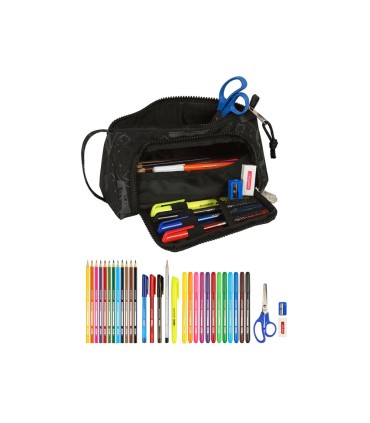 Bolso escolar portatodo safta con bolsillo desplegable lleno transformers 110x200x85 mm