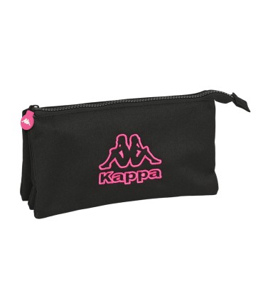 Bolso escolar portatodo safta triple cremallera kappa black and pink 120x220x30 mm