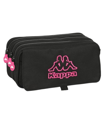 Bolso escolar portatodo safta triple cremallera kappa black and pink 100x215x80 mm